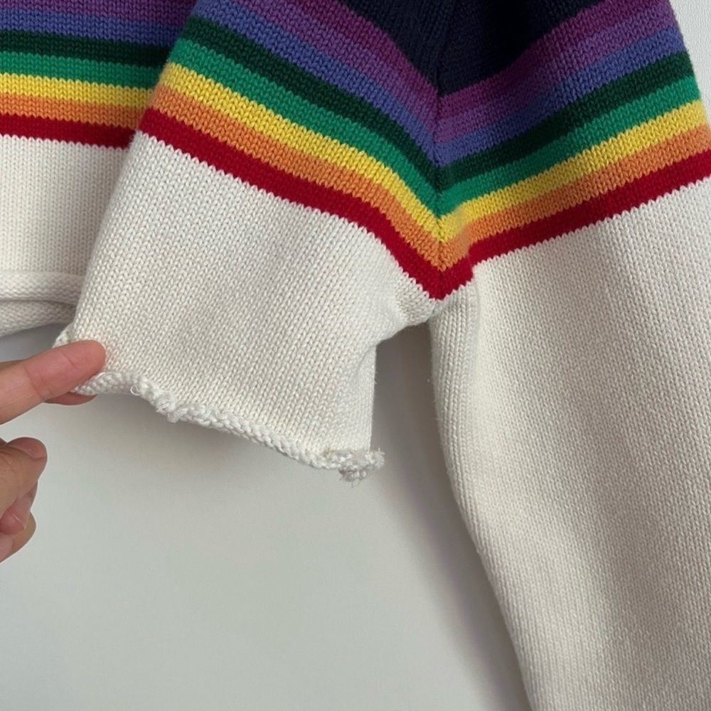 Brandy Melville Rainbow Stripe Cropped Knit Sweater - Picture 9 of 12
